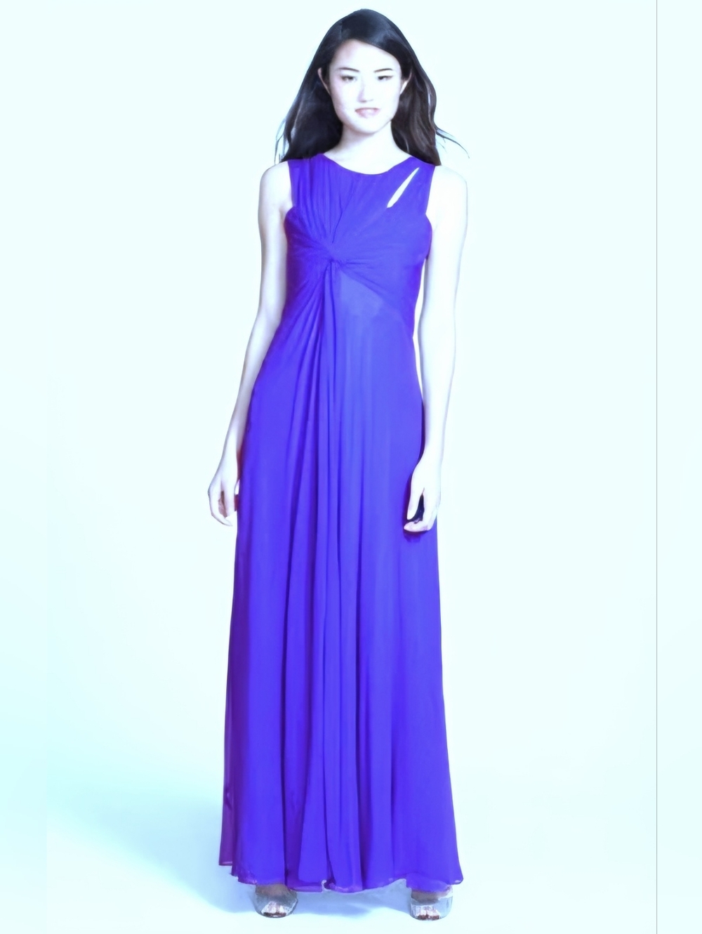 VERA WANG 🏷️NWT Periwinkle Fit & Flare Empire Waist Cut-Out Chiffon Gown 12